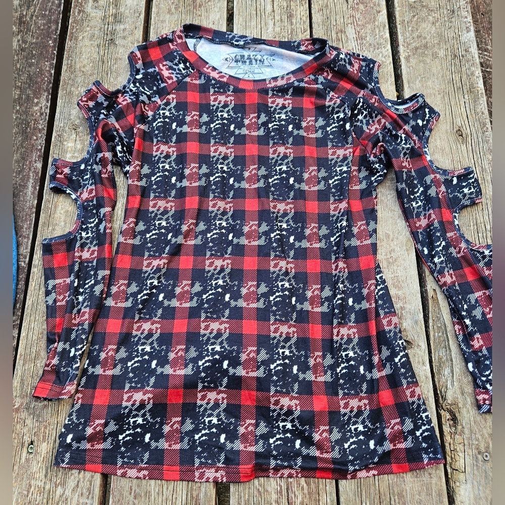 Crazy Train Women's Cold Shoulder Shirt/Tunic Size Medium